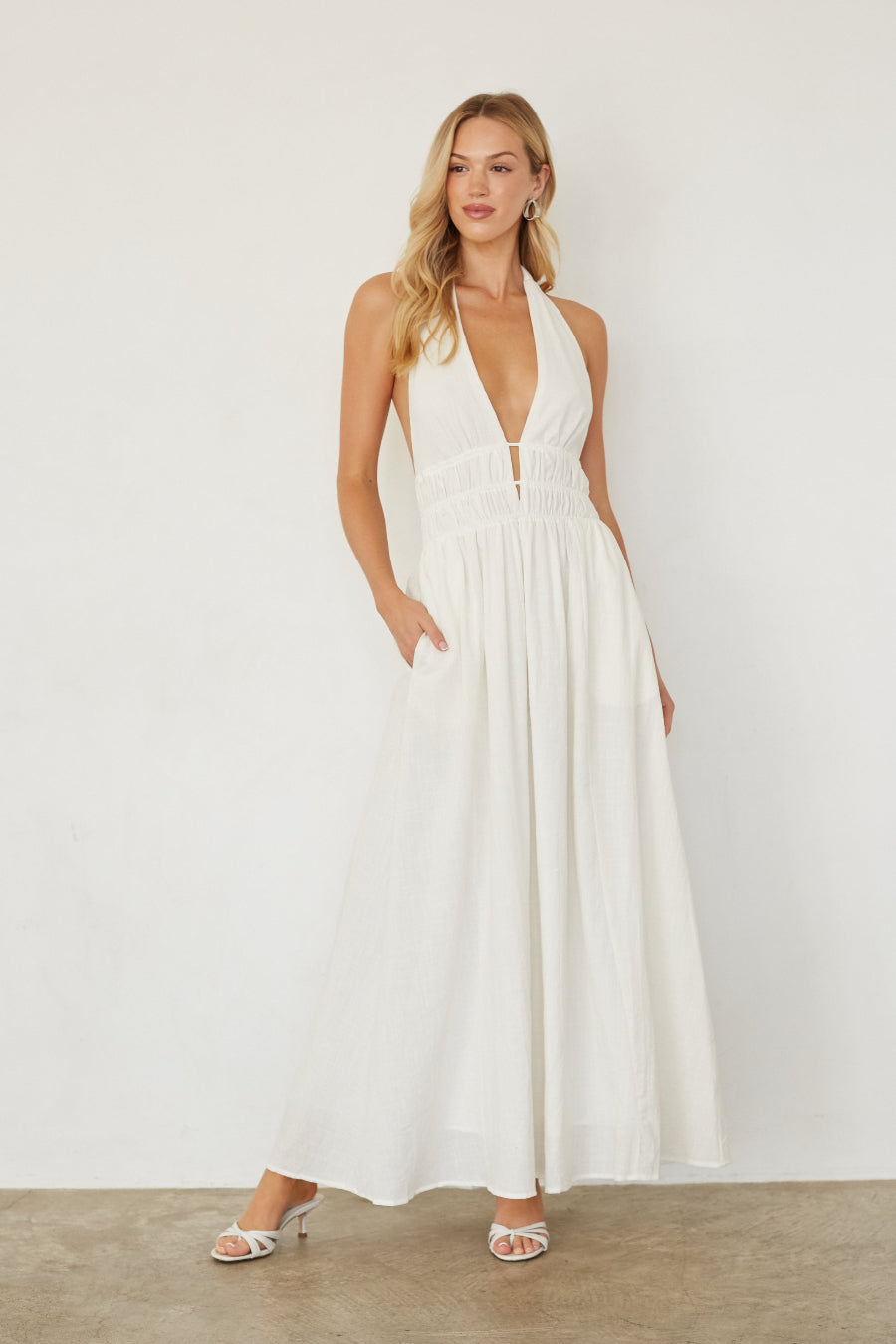 Arden Linen Halter Maxi Dress | Shop American Threads Online Boutique Arden Linen Halter Maxi Dress | Shop American Threads Online Boutique