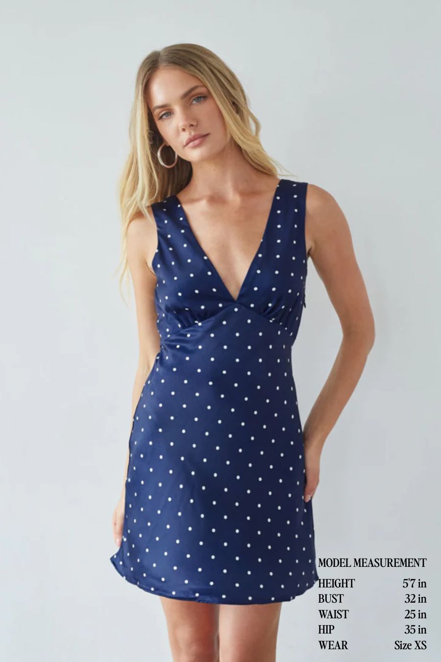 Annie Polka Dot Satin Mini Dress | Shop American Threads Boutique Navy / S Annie Polka Dot Satin Mini Dress | Shop American Threads Boutique Navy / S