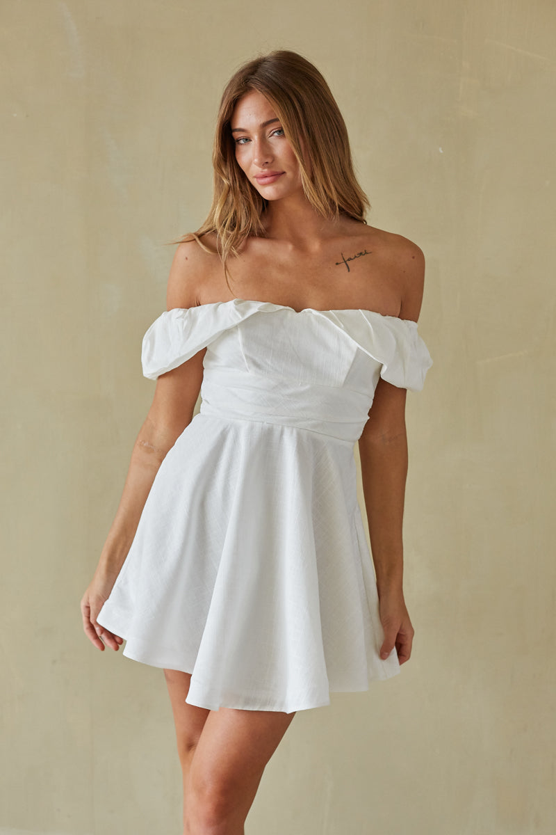 Ava Fit and Flare Mini Dress | Shop American Threads Boutique White / S Ava Fit and Flare Mini Dress | Shop American Threads Boutique White / S