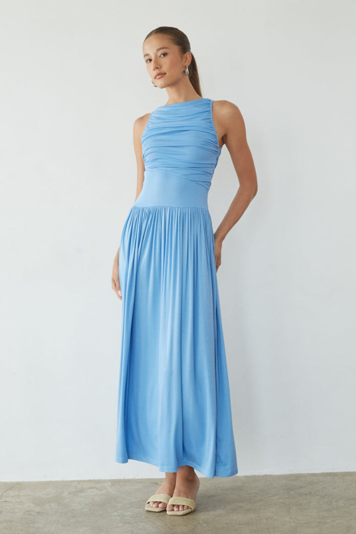 Breana Ruched Maxi Dress | Strapless Ruched Maxi Dress