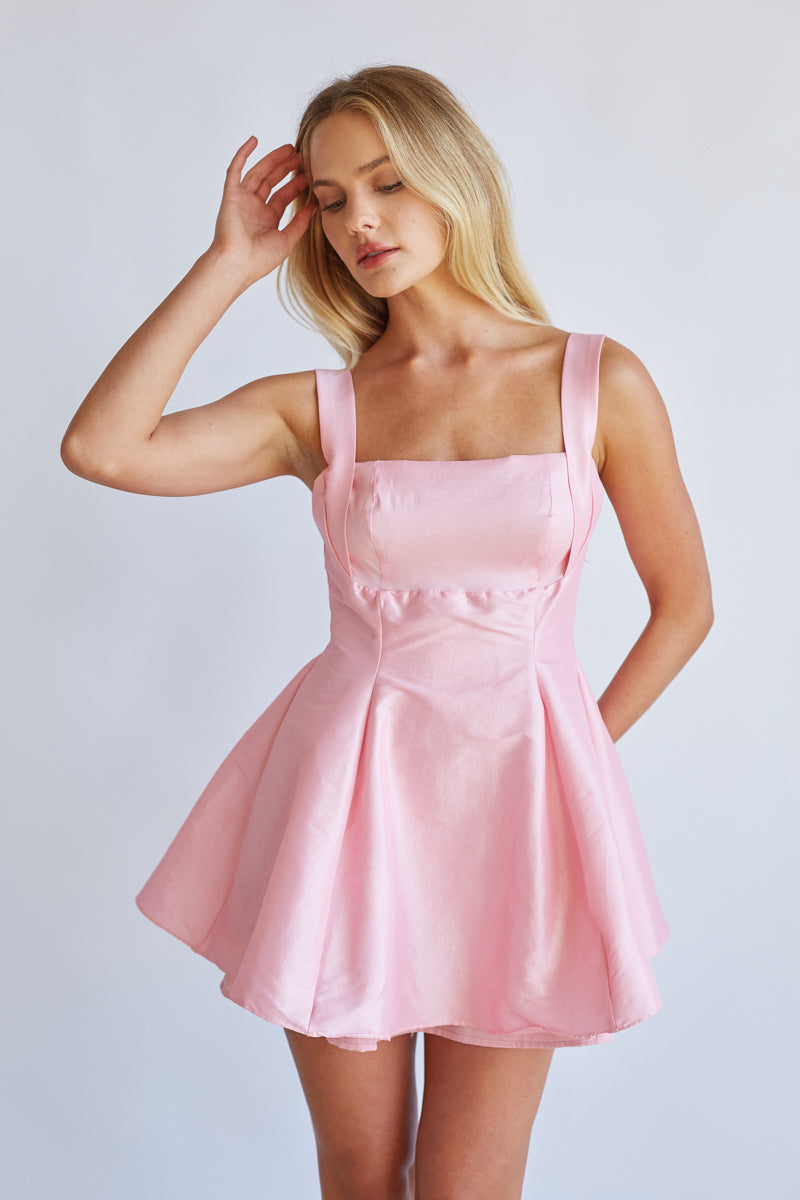 Daisy Square Neck Fit & Flare Mini Dress Shop American Threads Pink / M Daisy Square Neck Fit & Flare Mini Dress Shop American Threads Pink / M