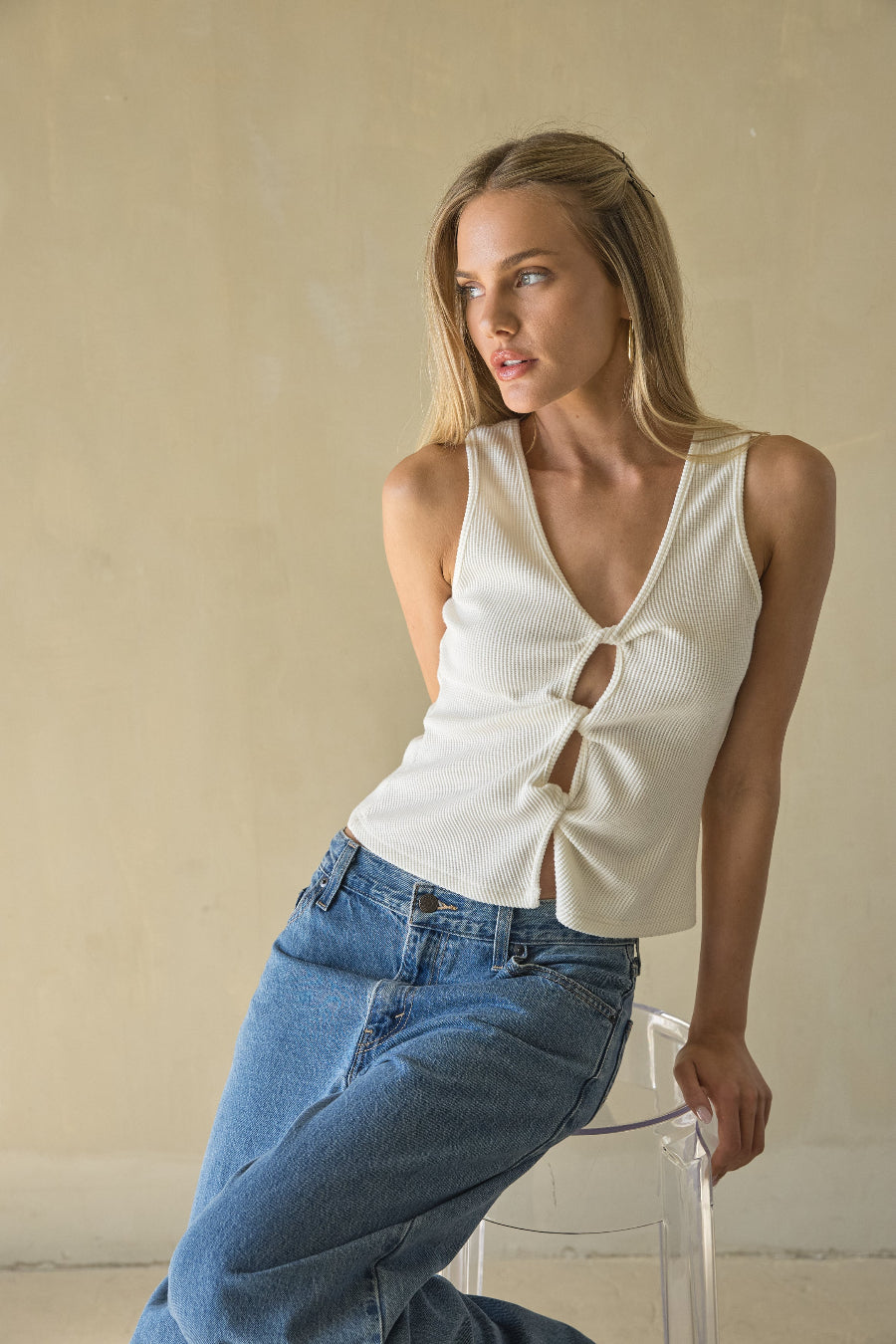 Elkie Twist Front Tank Top | Shop American Threads Boutique