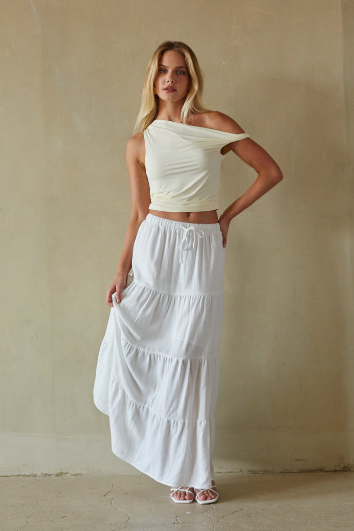 Fern Linen Tiered Maxi Skirt American Threads Online Boutique