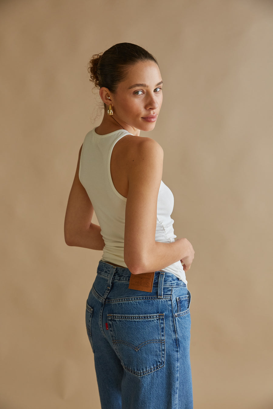 white ruched side tank top | wardrobe staples 2024