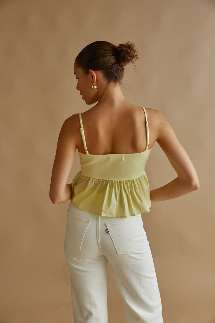 pale yellow fit and flare top