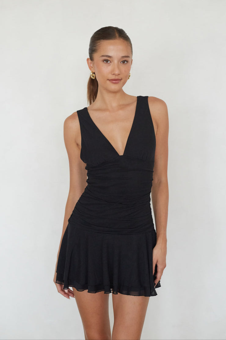 black drop waist mini dress Quinley Drop Waist Mini Dress