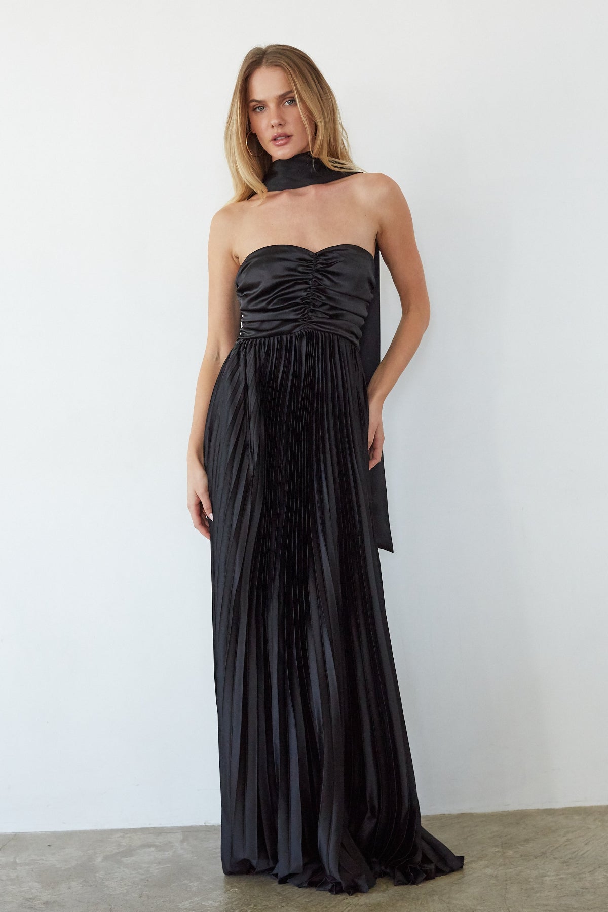 River Plisse Maxi Dress | Shop American Threads Online Boutique Black / S River Plisse Maxi Dress | Shop American Threads Online Boutique Black / S