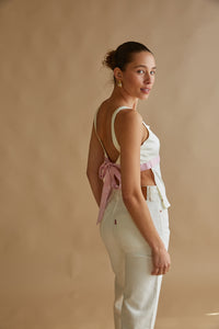 pink tie back satin crop top | feminine summer tops