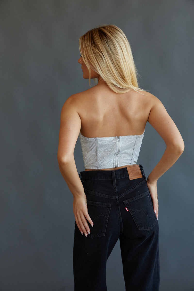 Light Gray Strapless Corset Top (S/M)