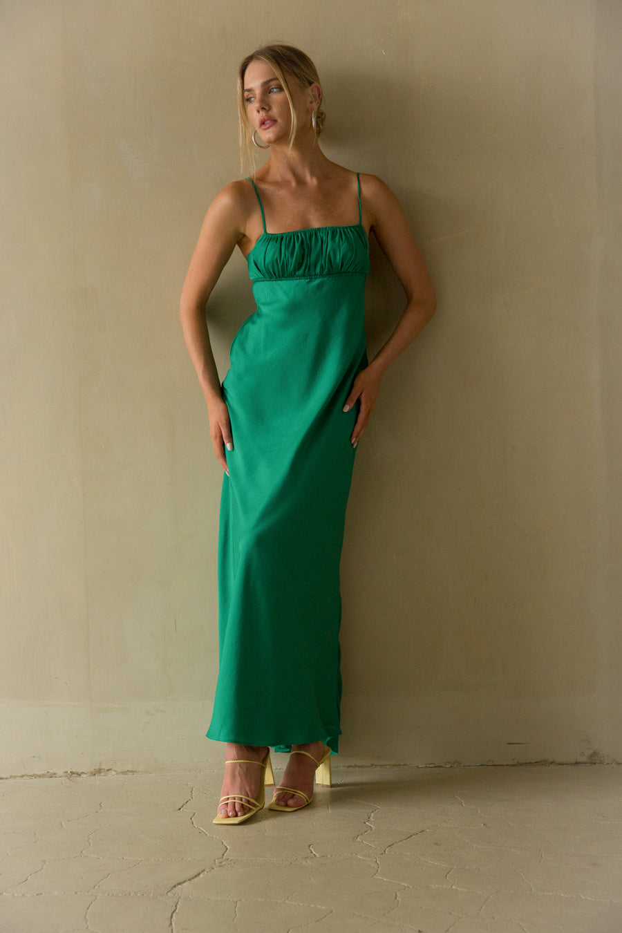 knee length dresses for ladies Adelai Open Back Satin Maxi Dress • Shop American Threads Women's Trendy  Online Boutique