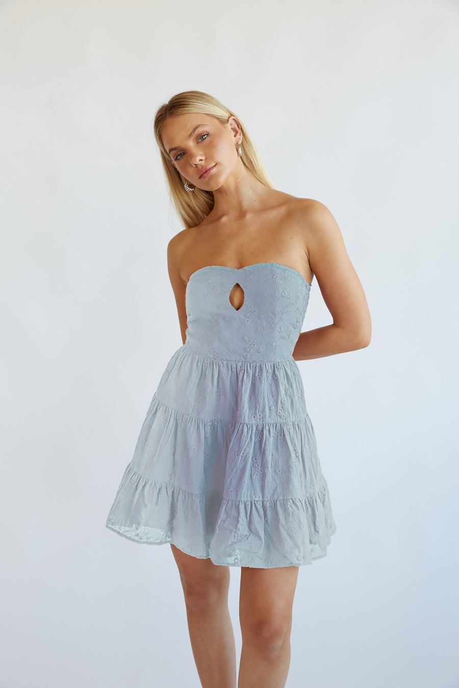 Kaylie Strapless Floral Eyelet Lace Mini Dress • Shop American Threads  Women's Trendy Online Boutique – americanthreads