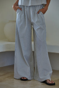 white and blue striped pants - breezy summer pants - cute matching vacation outfit