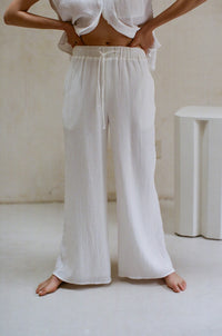 white wide leg cotton pants - beach cover up bottoms - vacation outfit inspo