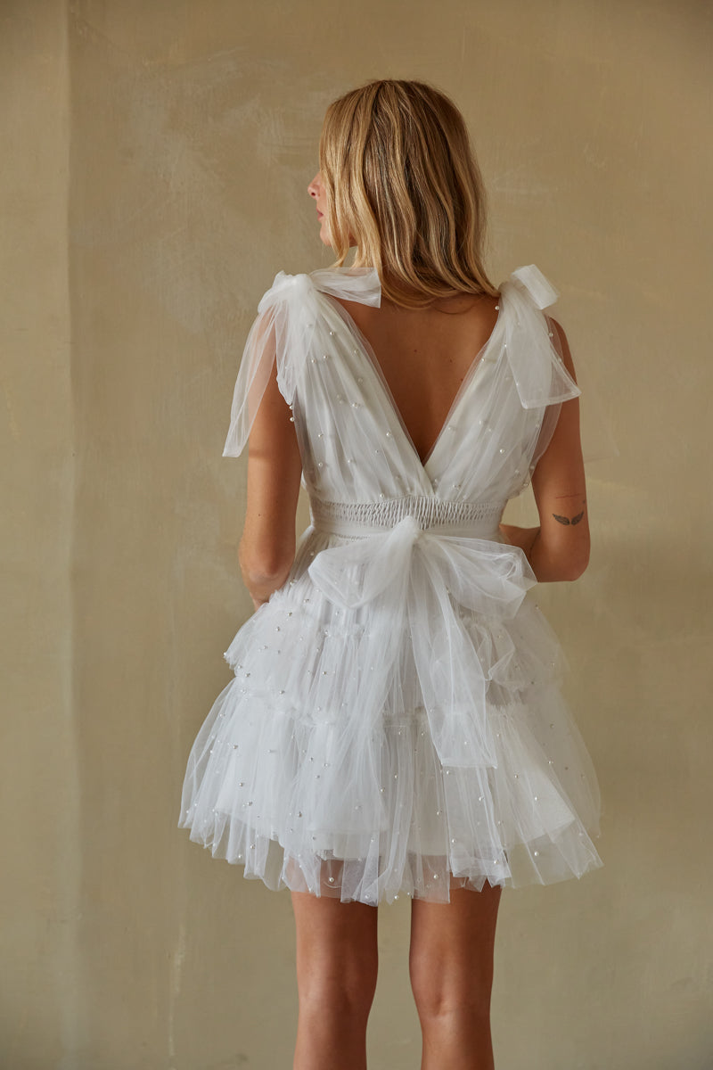 American Threads Erin Pearl Tulle Babydoll Mini Dress