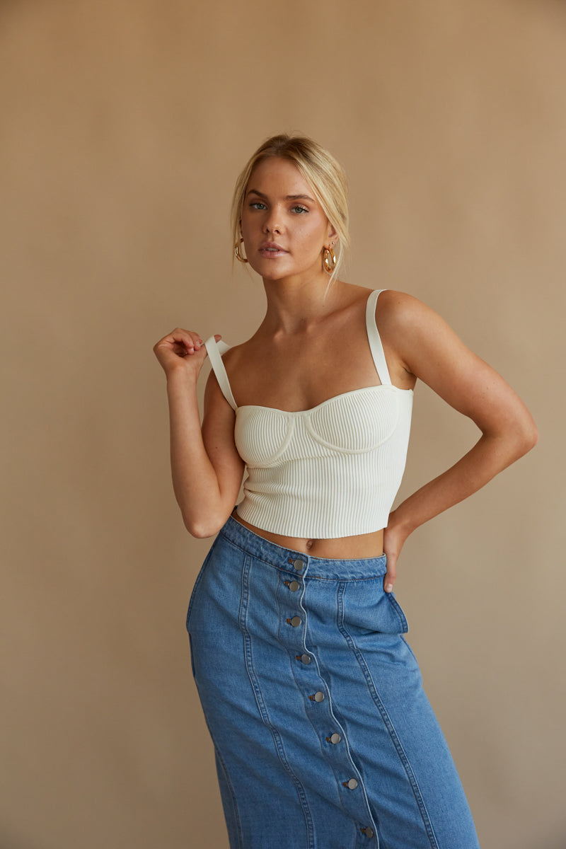 Fiore Ribbed Bustier Crop Top • Shop American Threads Women's