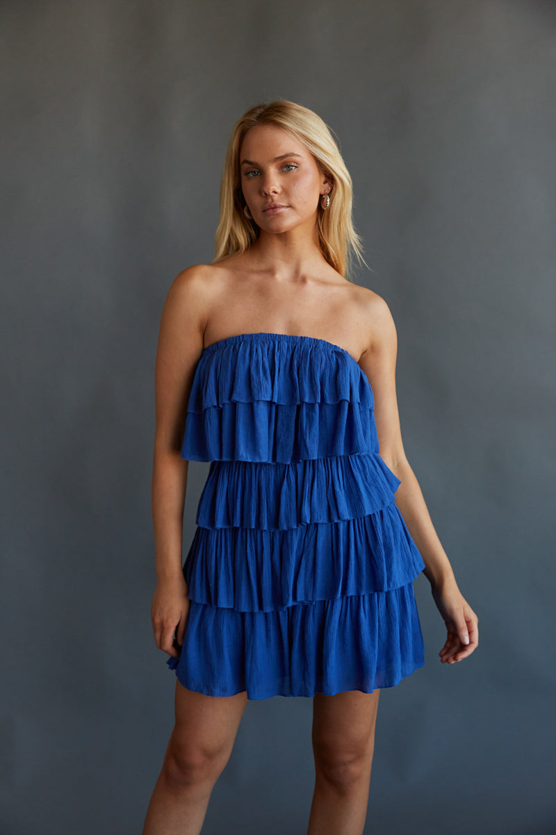 Kate Strapless Ruffle Romper • Shop American Threads Women's Trendy Online  Boutique – americanthreads