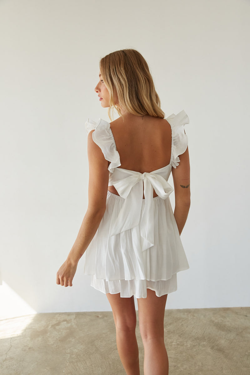 back view | white ruffle strap babydoll dress | summer dress inspo