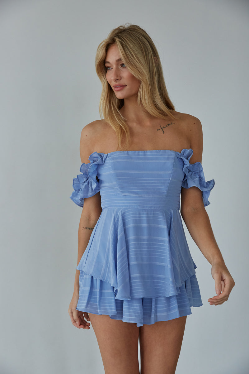 Presley Off-The-Shoulder Ruffle Romper • Shop American Threads