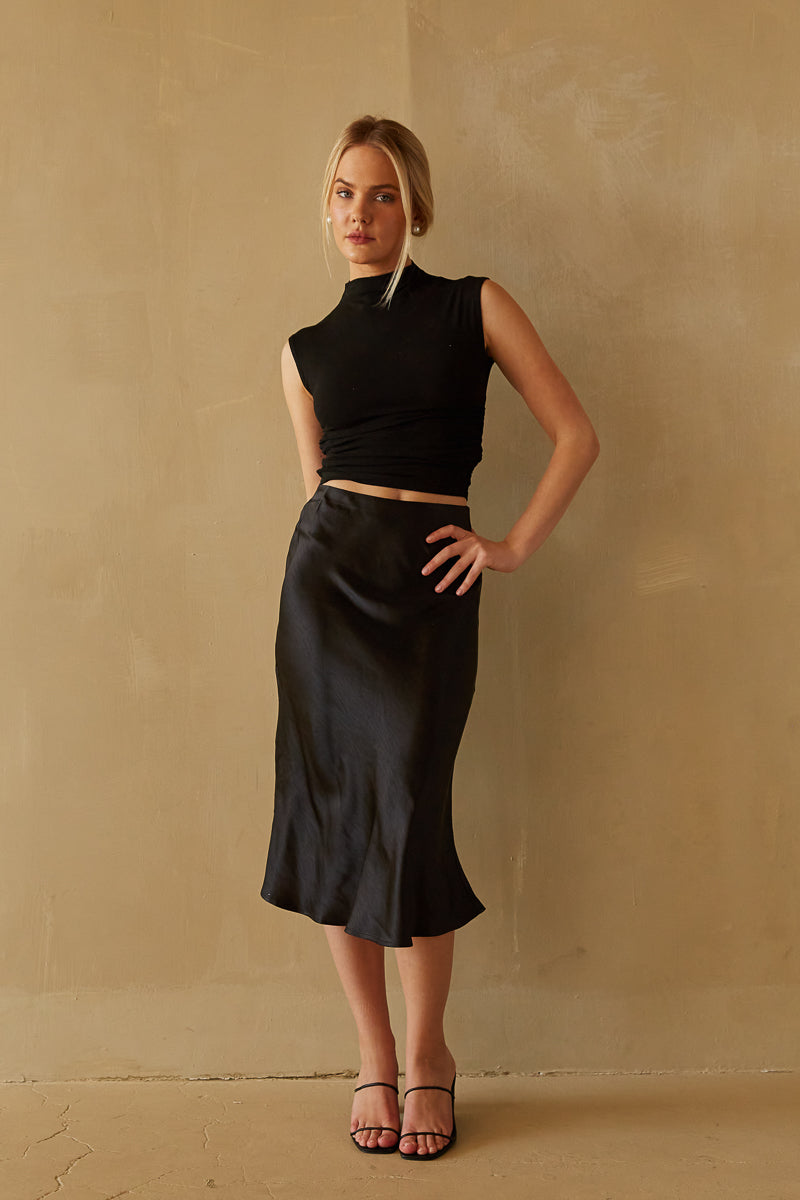 Black Silk Maxi Skirt Outfit Satin Skirt Long Skirt Style Dress