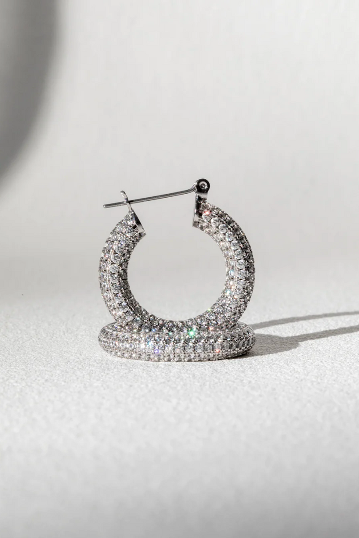 pave medium sized hoop earrings by luv aj