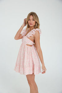 girly pink babydoll dress - pink spring babydoll dress - apron style babydoll dress
