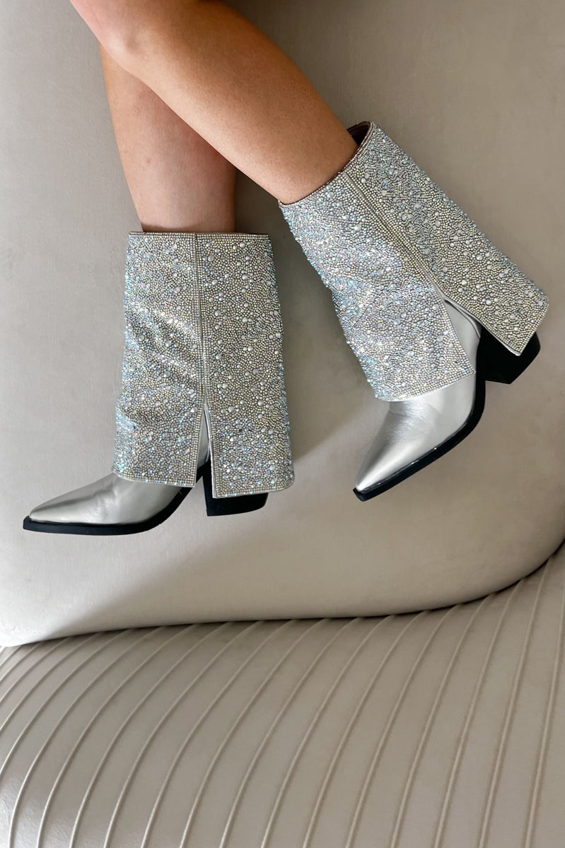 silver dress booties AZALEA WANG Annabelle Bootie in Silver at Nordstrom, Size 7