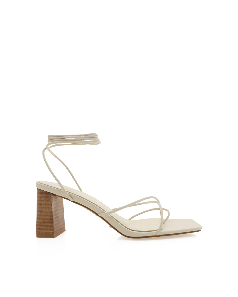 White lace hot sale up block heels