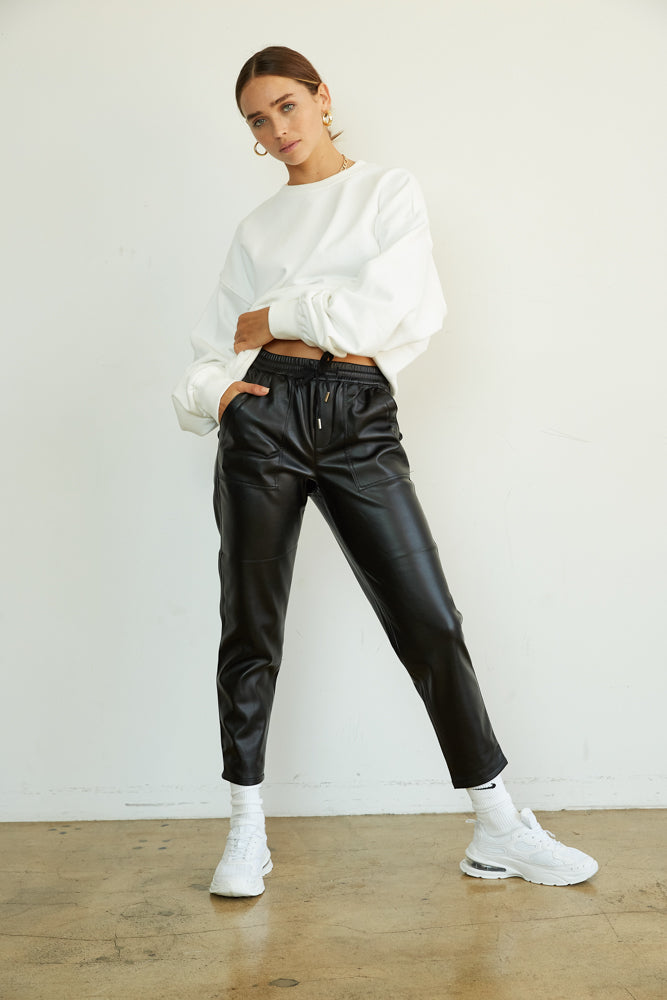 Blank NYC Dani Leather Joggers Shop American Threads Women's Trendy Online Boutique – americanthreads