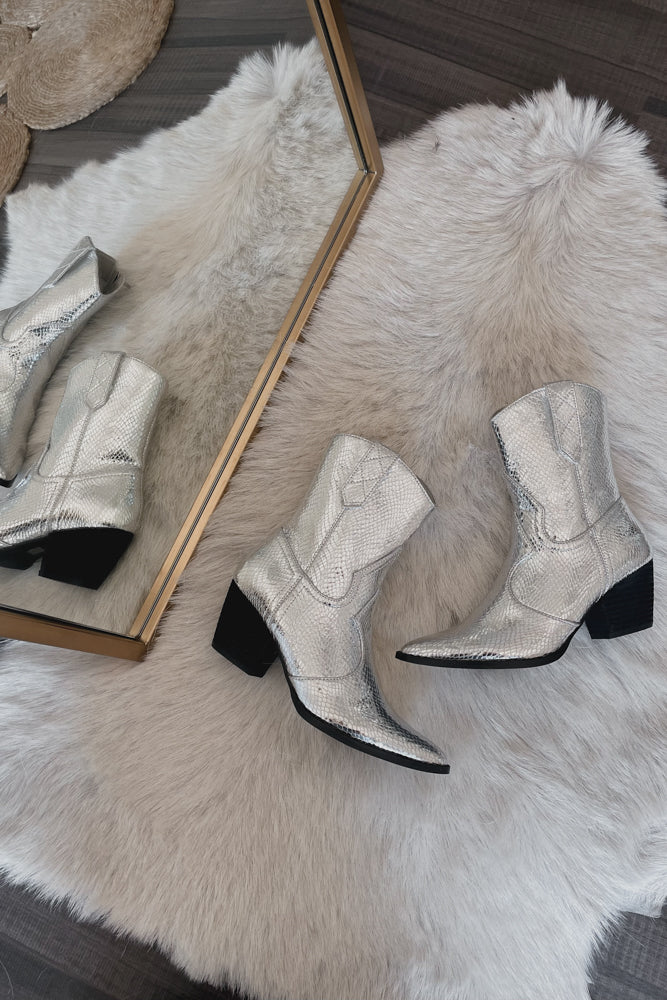 Bambi Silver Snake Western Ankle Boot • Shop American Threads