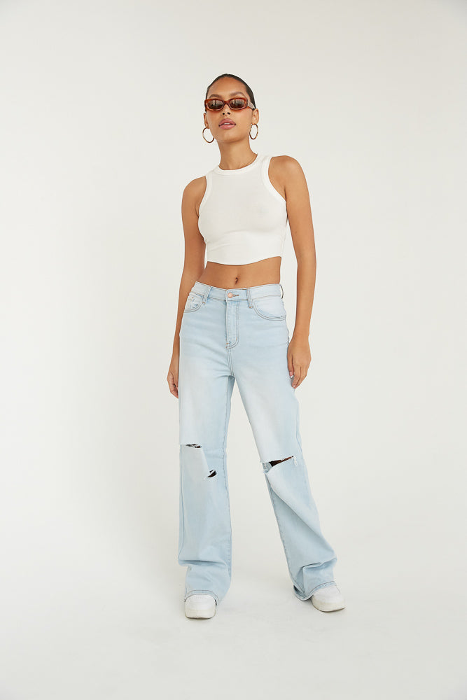 Aiden Ripped Wide Leg Jeans • Shop American Threads Women's Trendy Online  Boutique – americanthreads