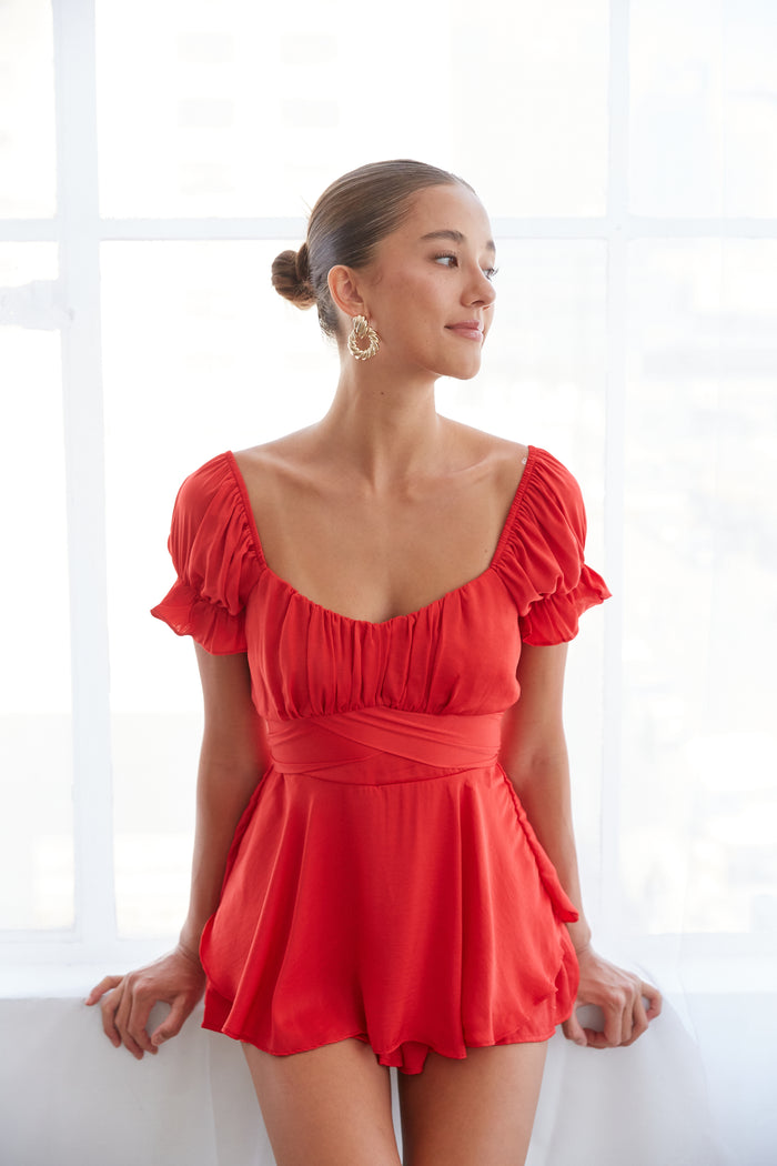 red-image | red dress for sorority rush - sweet girl aesthetic - clean girl aesthetic - ruffled mini dress