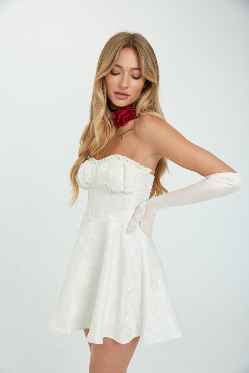 Emme Strapless Jacquard Bustier Mini Dress • American Threads