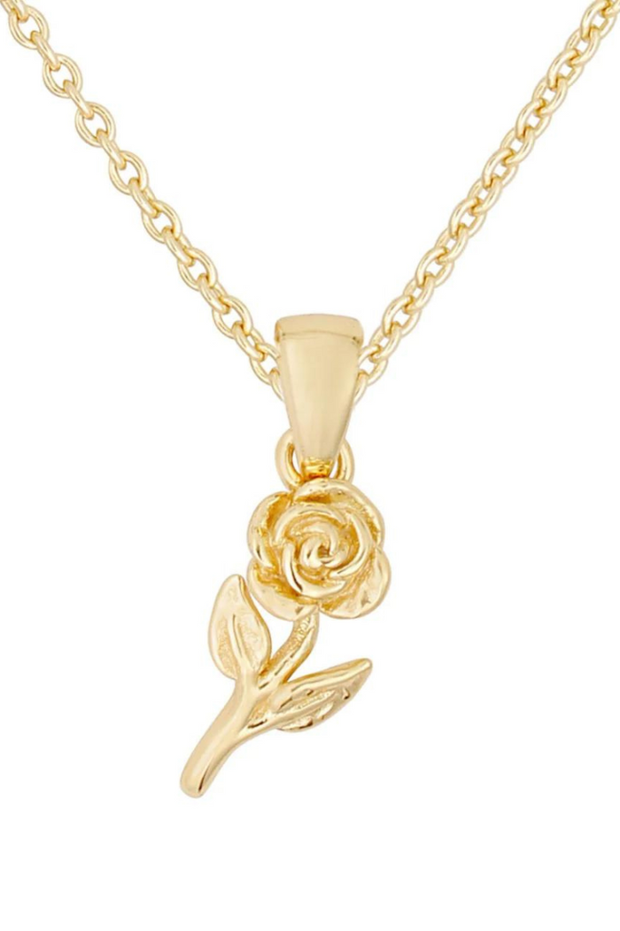 Two And Five gold rose charm necklace