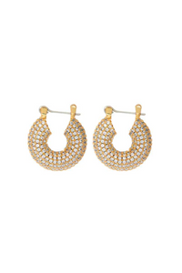 luv aj gold sparkly donut-style pave-encrusted hoop earrings