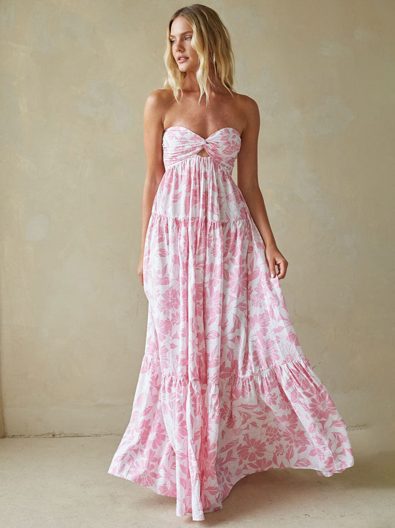 sexy pink one shoulder mini dress with under bust cutout