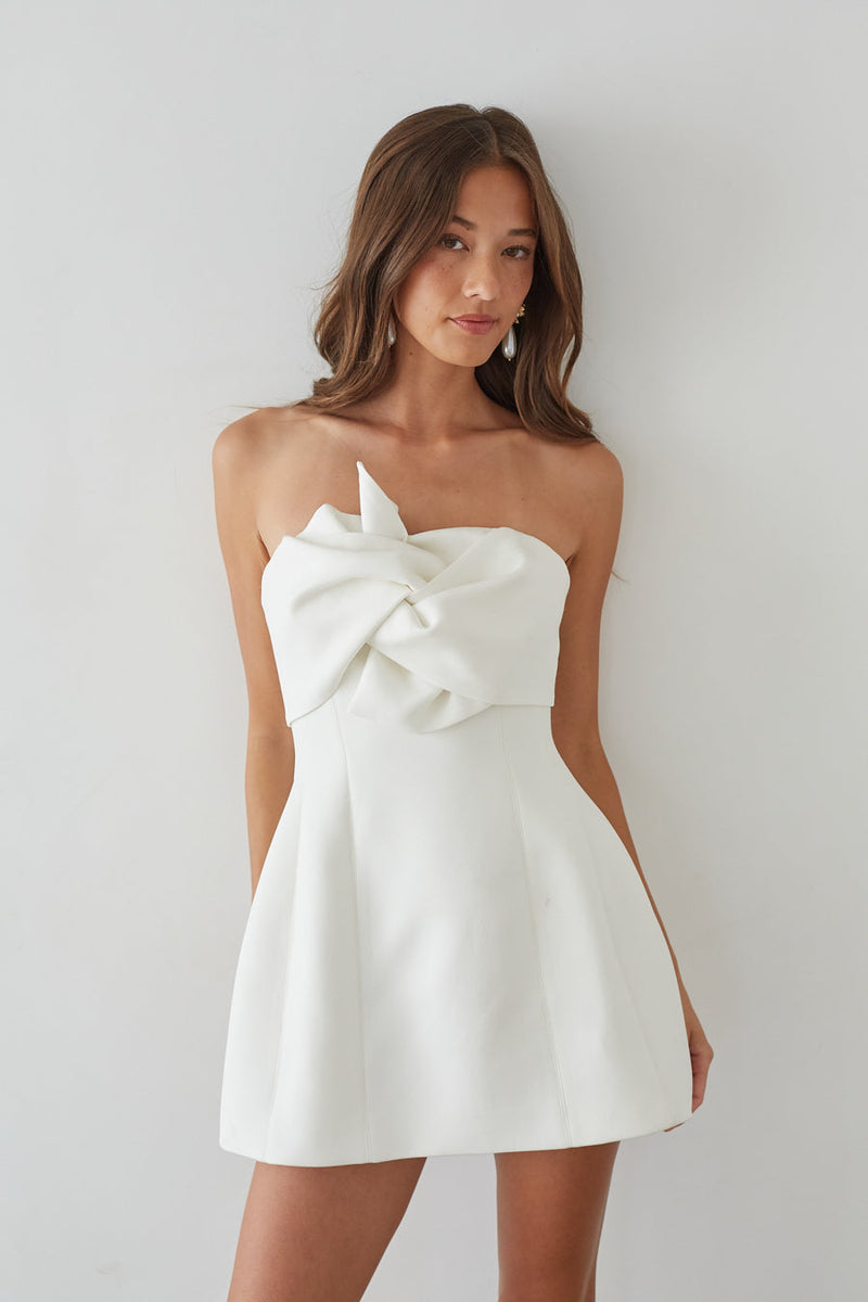classic sleek white boat neckline tiered bubble skirt bodycon mini dress 