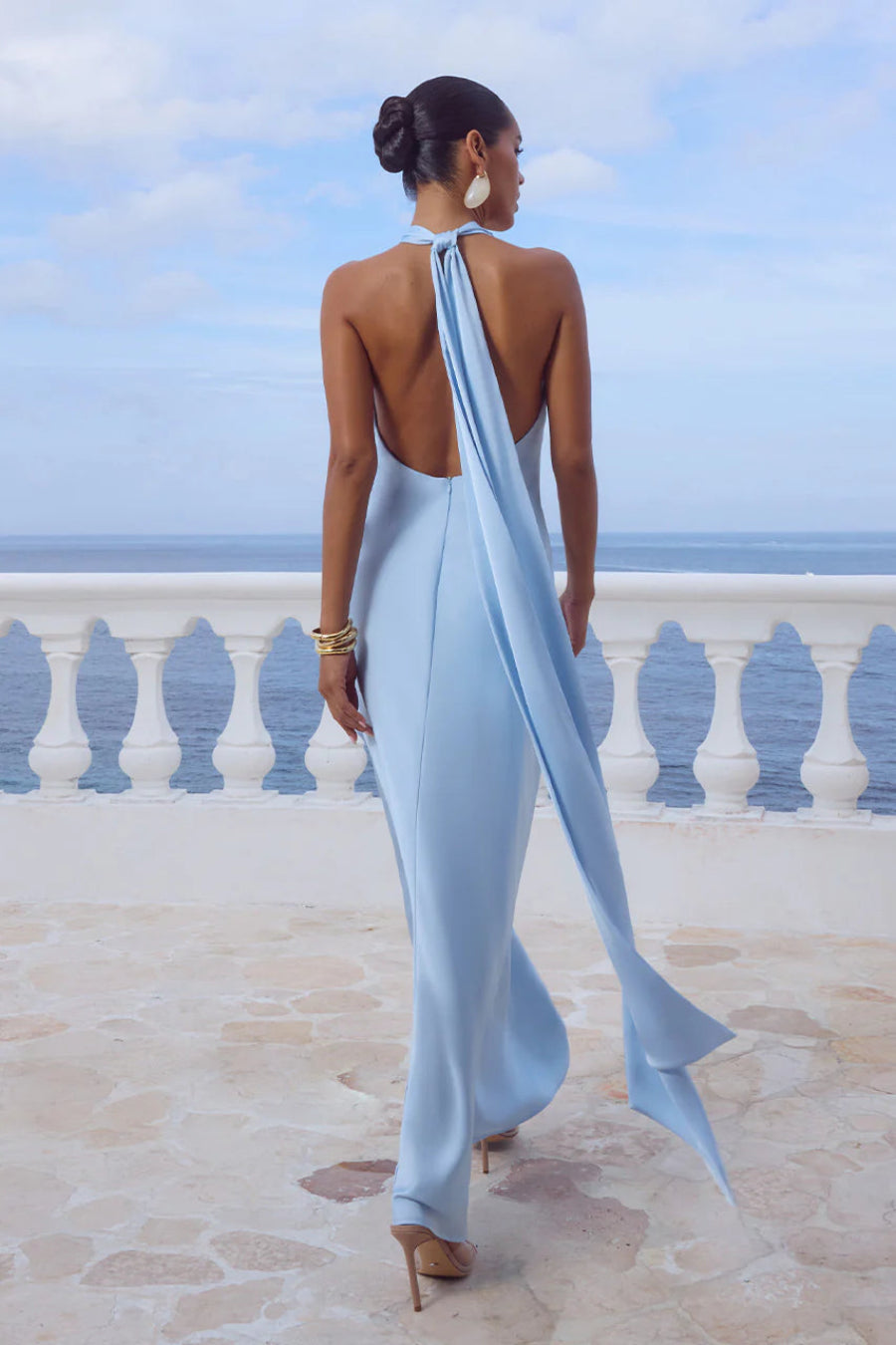 Arabelle High Neck Maxi Dress | Shop American Threads Online Boutique Light Blue / M Arabelle High Neck Maxi Dress | Shop American Threads Online Boutique Light Blue / M