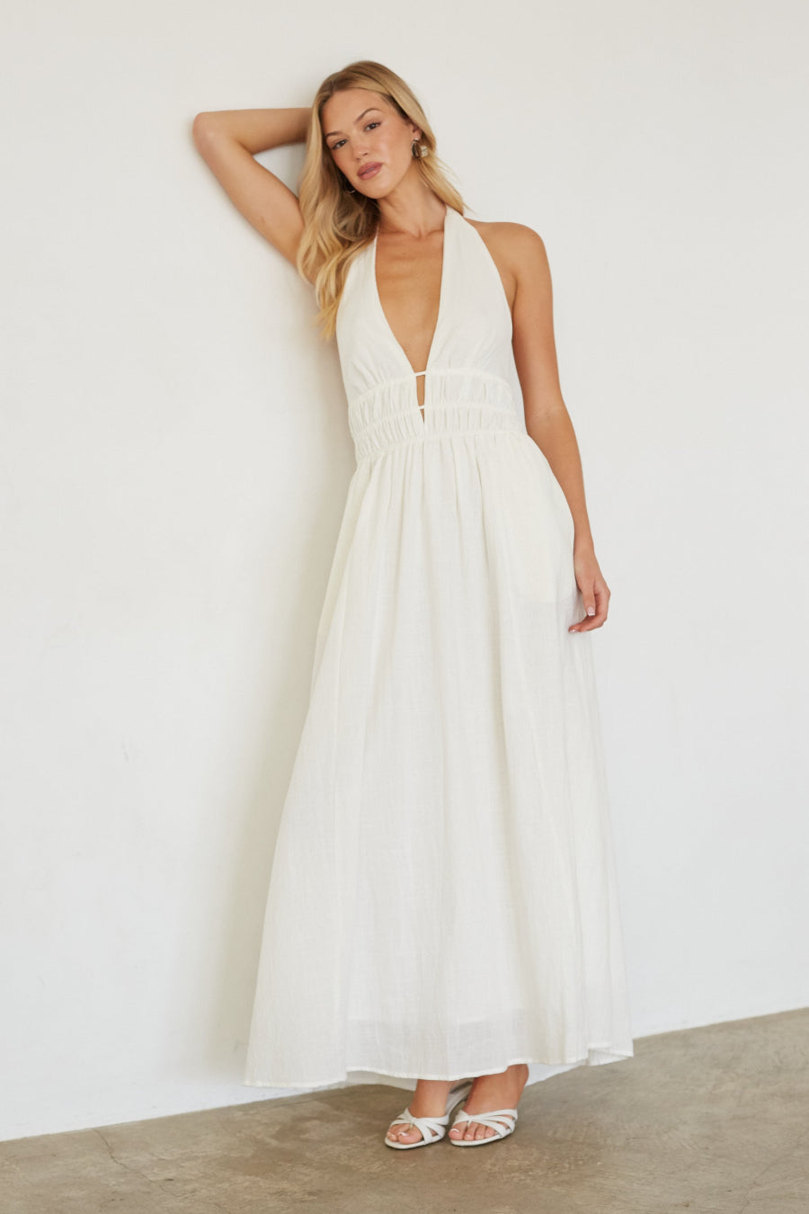plain maxi dress Arden Linen Halter this dress is perfect Jovani Pink Beaded Bodice Color:WHITE-BLUE vibe-goth