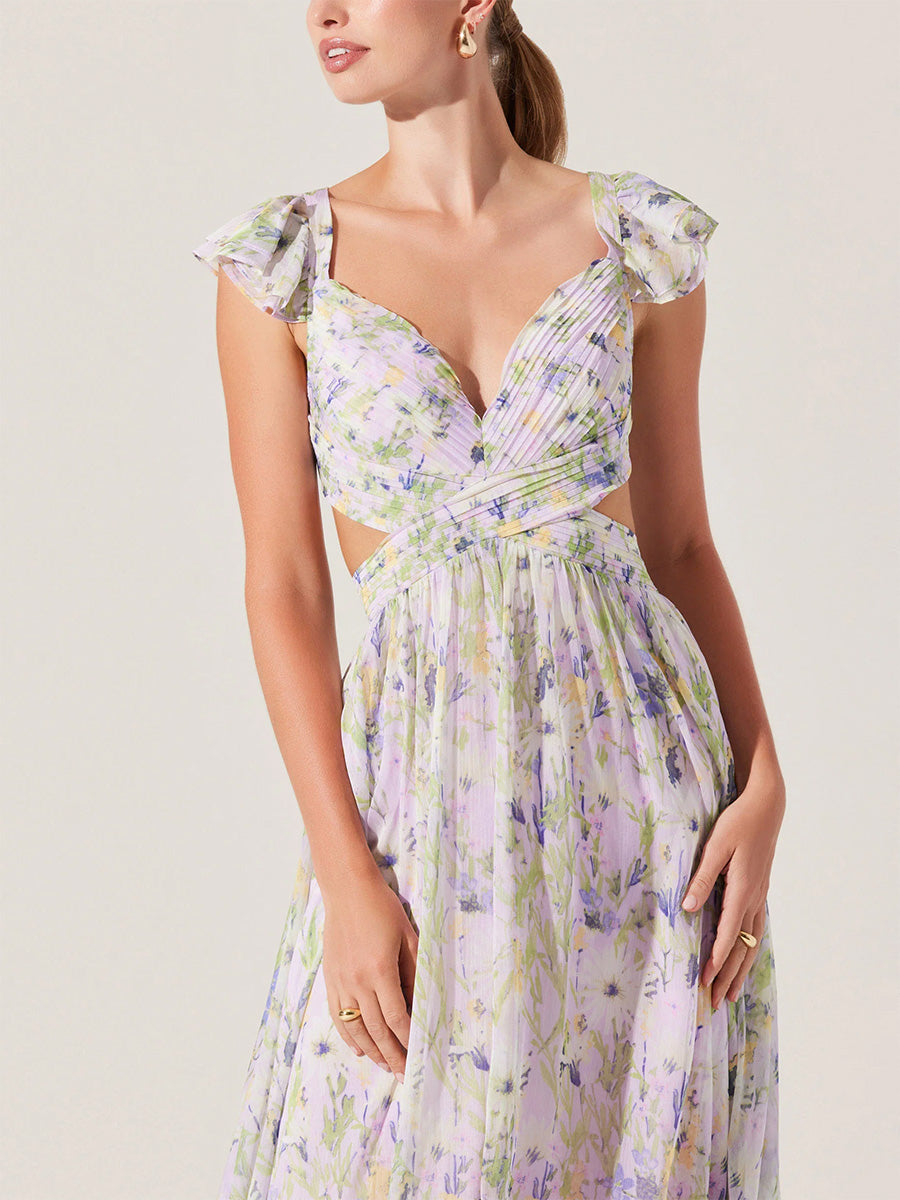 ASTR Primrose Maxi Dress, Lavender / L