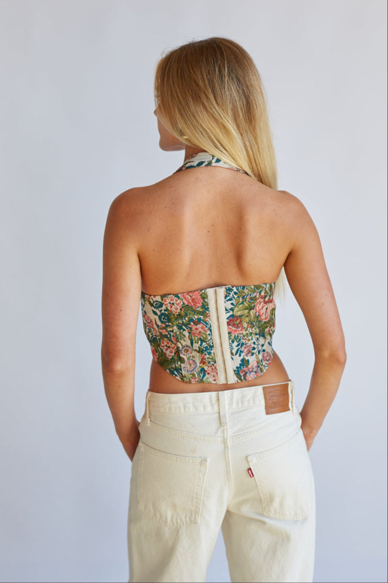 Acacia Jacquard Halter Floral Corset – American Threads