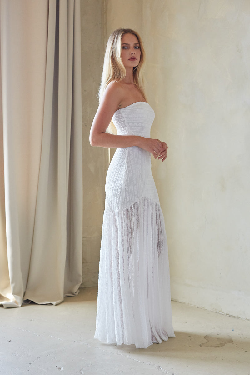 Ariana Strapless Lace Maxi Dress• Shop American Threads Boutique Off White / XS