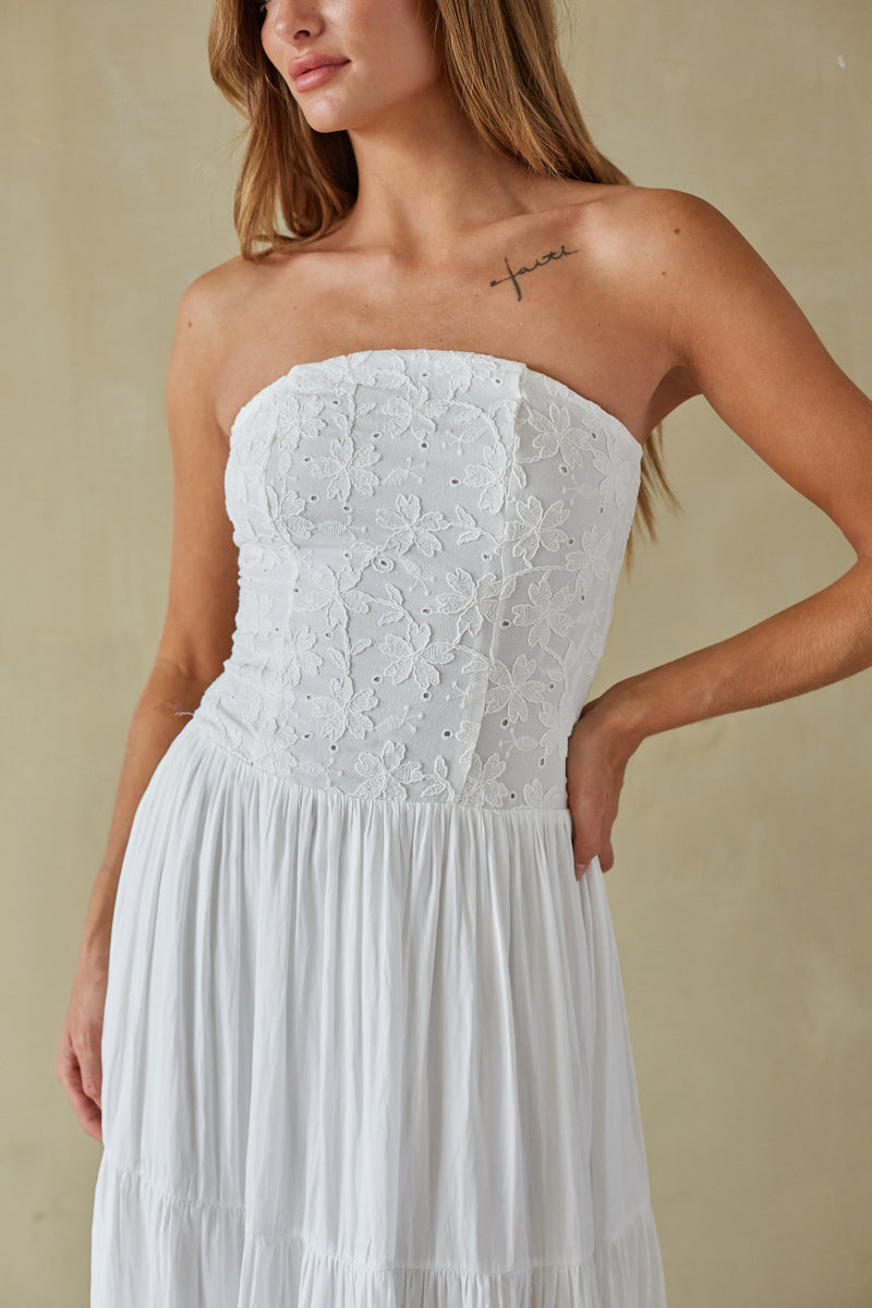 Azari Tiered Maxi Dress | Shop American Threads Boutique White / S Azari Tiered Maxi Dress | Shop American Threads Boutique White / S