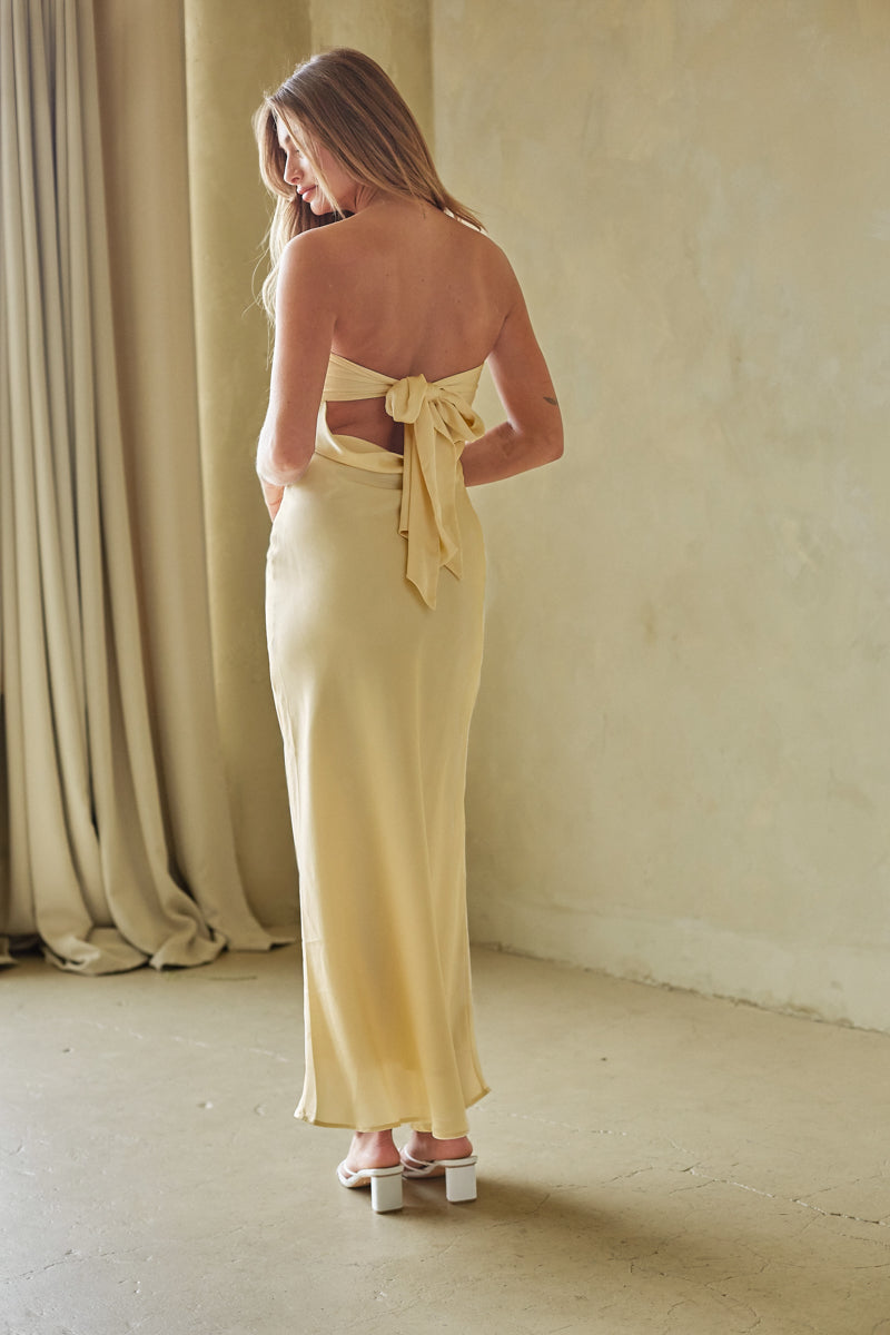 backless and strapless dress Gown with Oversized Bow Detail 47669 Adjustable hook clasp Realtix Satin Silk Backless Tube