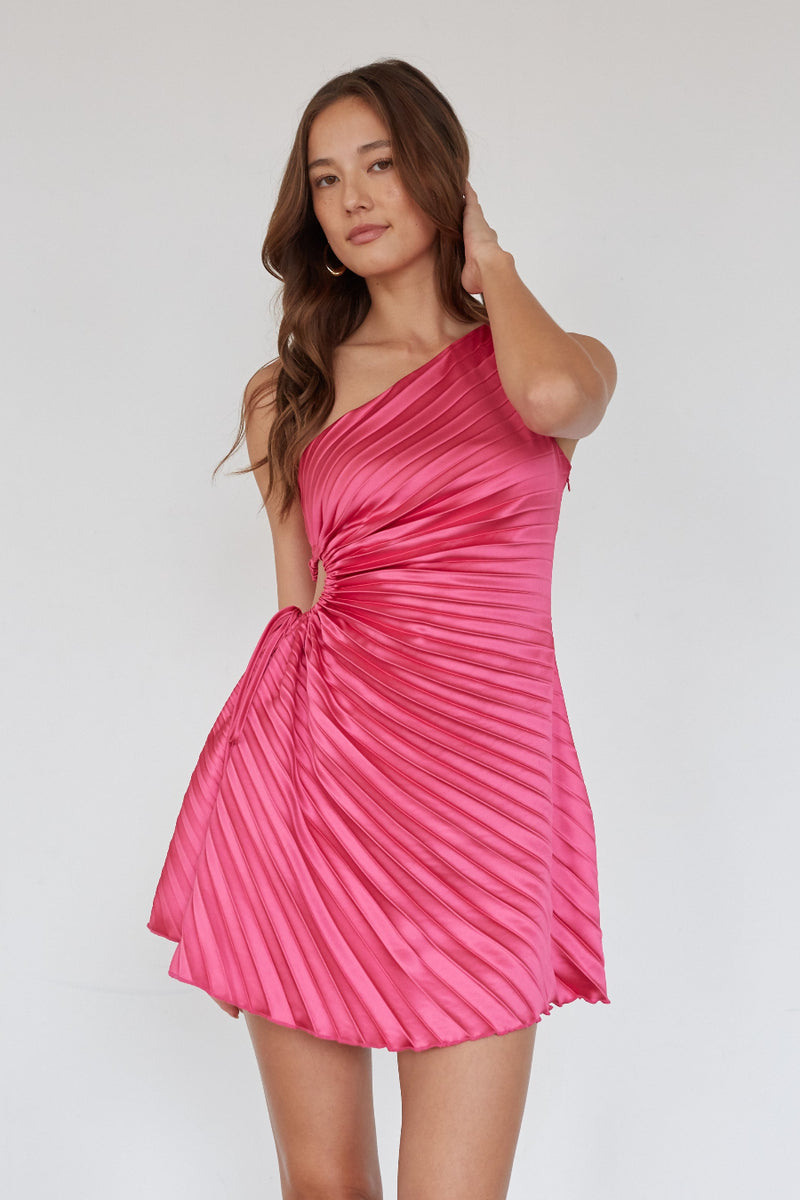 Carrie One Shoulder Plisse Mini Dress