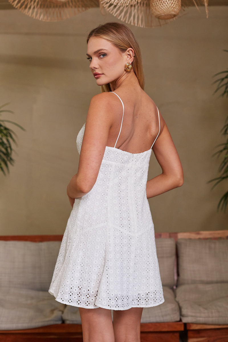 Cambrie Eyelet Mini Dress | American Threads Boutique White / L Cambrie Eyelet Mini Dress | American Threads Boutique White / L