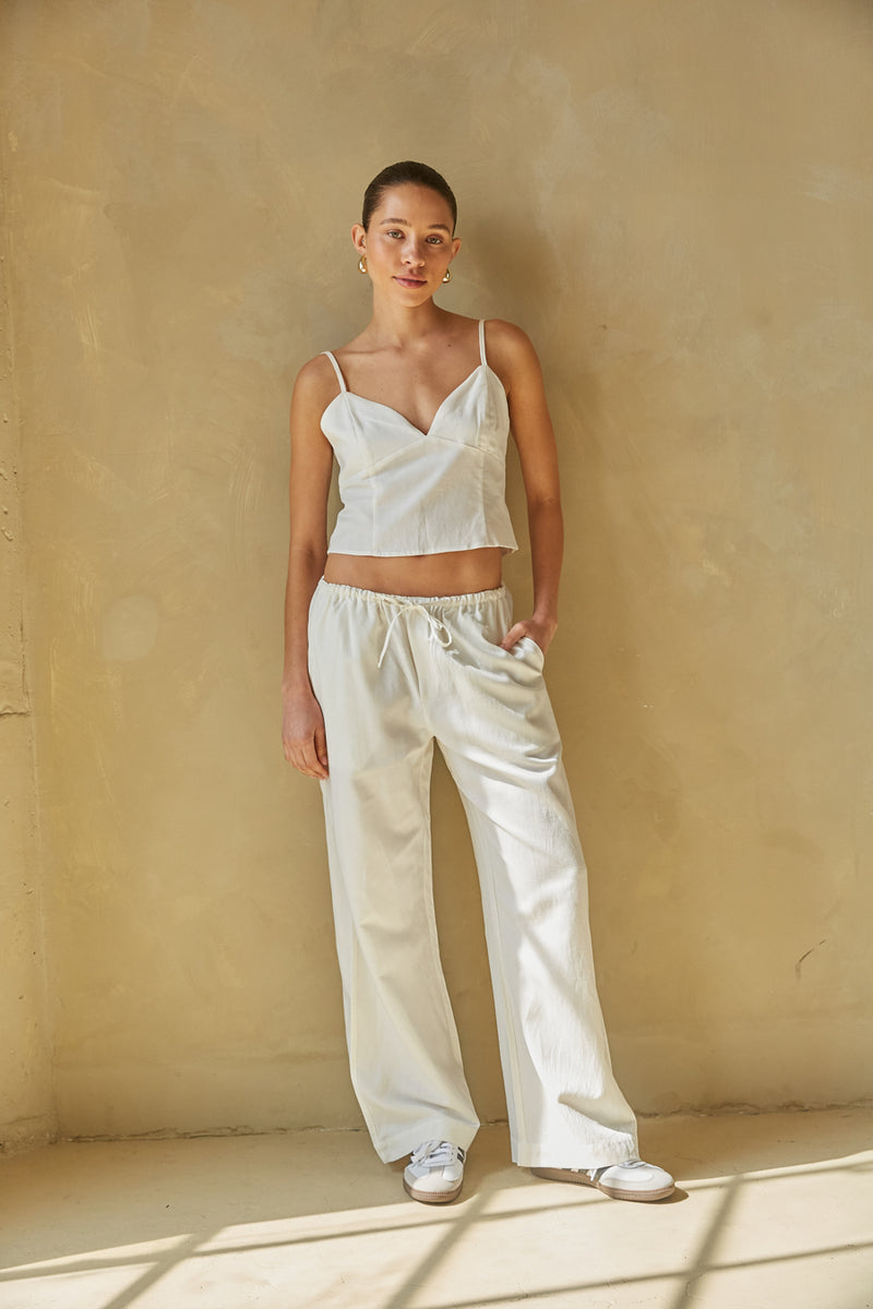 Camille Wide Leg Linen Pants Shop American Threads Women's Trendy Online Boutique White / L Camille Wide Leg Linen Pants Shop American Threads Women's Trendy Online Boutique White / L