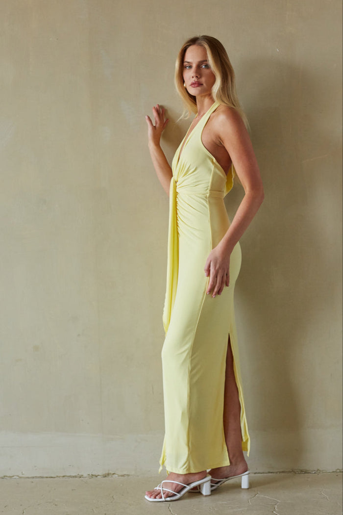 white christmas dresses Cecelia Halter Draped Maxi Dress Shop American Threads Boutique Butter Yellow / M white christmas dresses Cecelia Halter Draped Maxi Dress Shop American Threads Boutique Butter Yellow / M