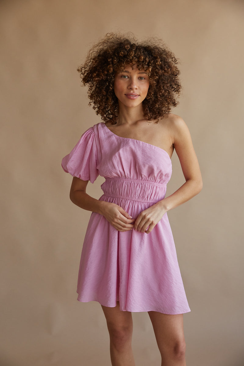puff one shoulder dress one-shoulder puff grecian onion