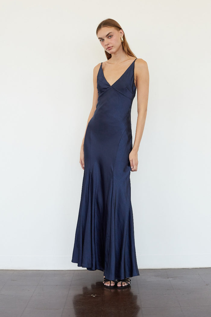 homecoming maxi dresses Blue Satin Maxi Dress |