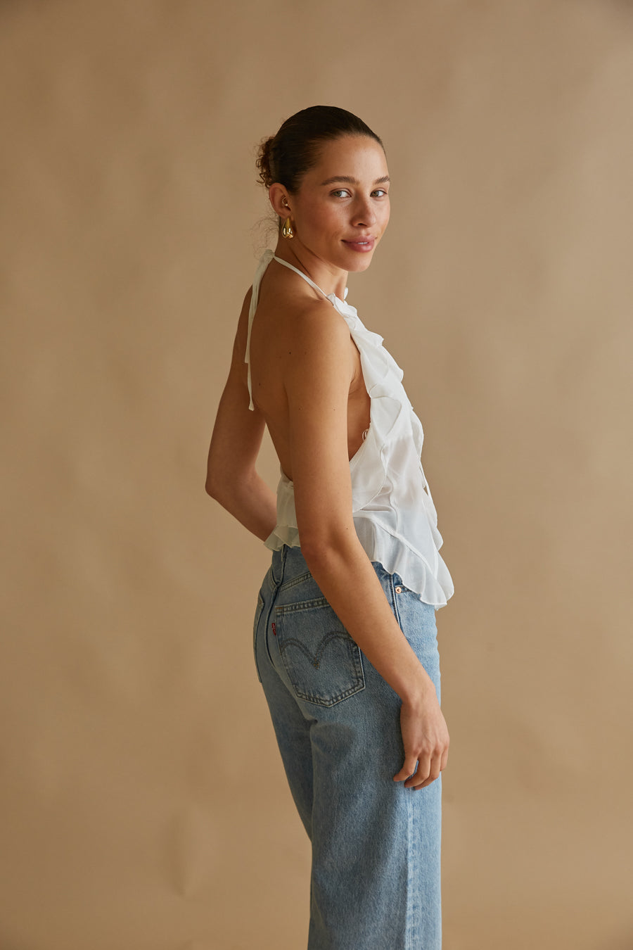 ruffle trim chiffon top | summer vacation tops